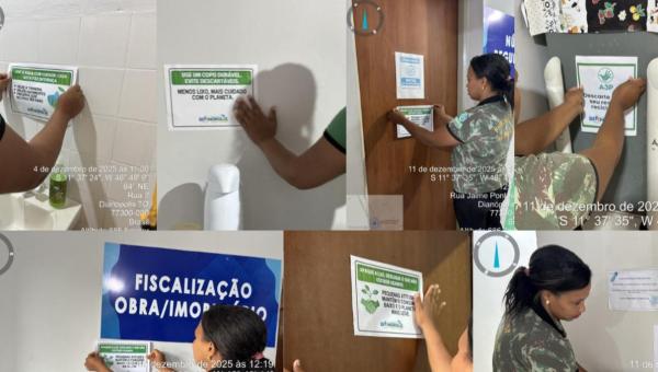Prefeitura de Dianópolis realiza ação da A3P com adesivação educativa para uso racional de recursos e gestão de resíduos