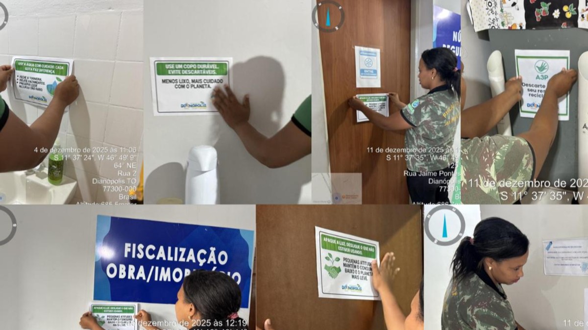 Prefeitura de Dianópolis realiza ação da A3P com adesivação educativa para uso racional de recursos e gestão de resíduos
